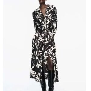 Zara asymmetrical pattern long sleeve shirt dress XL NWT